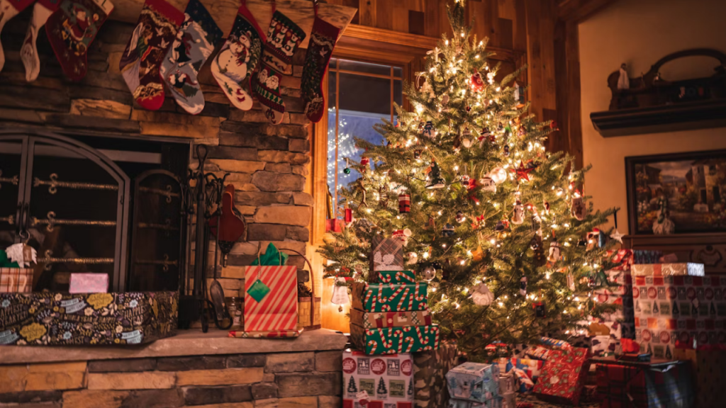 ログハウスでのクリスマス飾りつけ